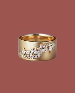 Custom Lab Grown Diamond Floral <b>Leaf</b> Wedding Band Ring Nature Inspired Luxury Unisex Fine <b>Jewelry</b> Gold Plated Trendy Loista - Product Image 1