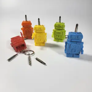 קידום מתנות פריט רובוט צורת LED פלאש אור Multitool Keychain