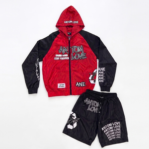 Conjunto de Chaqueta Cortavientos y Pantalones Cortos Deportivos Personalizados para Hombre, Traje Deportivo de Dos Piezas con Estampado por Sublimación en Nailon - Product Image 2