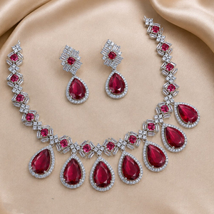 Ensemble de colliers pour femmes JeweleMarket, plaqué argent, avec cristaux et strass, style ethnique américain, pour mariage, fiançailles, anniversaire, fête, cadeau - Product Image 2