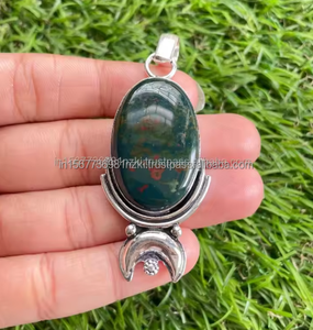 Colgante de piedra de sangre natural, colgante de Plata de Ley 925, piedra preciosa de sangre, plateado, el mejor regalo para mamá, el mejor regalo para ella - Product Image 1