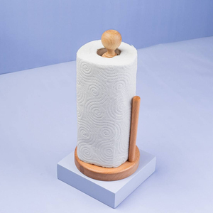 Eco-Friendly Solid Wood Kitchen Paper Towel Holder Stand Countertop Tissue <b>Roll</b> <b>Rack</b> With Non Slip Base For Bathroom And Dining - Product Image 1