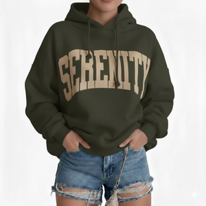 Sweat à capuche long et ample pour femme, en velours pelucheux et doux, coupe décontractée, style streetwear, en fibre de bambou, pour le quotidien - Product Image 6