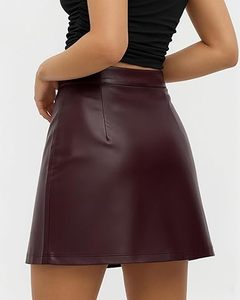 Minifalda de Cuero de Alta Calidad para Mujer, Logotipo Personalizado, Cintura Alta, Ajustada, de Cuero PU, Falda Corta, Moda Femenina, OEM - Product Image 2