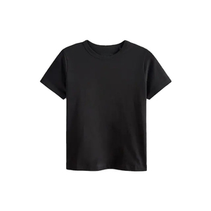 Unisex <b>Navy</b> Blue Crew Neck <b>Fleece</b> T-Shirt Short Sleeve Regular Fit Casual Solid 100% Cotton Breathable Eco-Friendly Anti-UV - Product Image 1