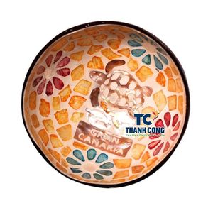 Articles populaires : Bol écologique vintage en coquille de noix de coco, meilleur prix, logo personnalisé, souvenir, incrustation de coquillages, motif tortue de mer - Product Image 1