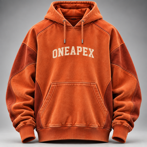 Sudadera con Capucha Oversize de Forro Polar Naranja para Hombre, Estilo Urbano, con Bolsillo Canguro, Ropa Deportiva Casual, Personalización de Marca, Venta al por Mayor - Product Image 1