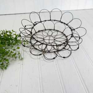 Primitive <b>Wire</b> Collapsible Egg <b>Basket</b> Rustic Farmhouse Decor Vintage Style - Product Image 4
