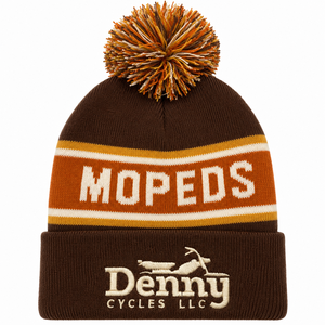 Denny Cycles LLC Mopeds Bonnet en tricot de laine avec pompon et logo brodé, chaud pour l'hiver, pour femme, rouge, noir, gris, blanc - Product Image 2