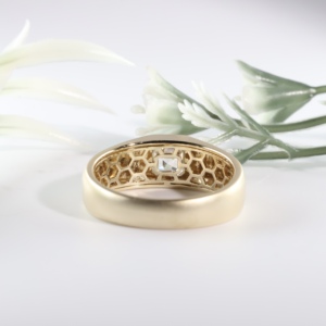 Luxury <b>Men</b> <b>Ring</b> Yellow Gold Asscher Cut Diamond Wedding Band Bezel Setting Signet Flush Bezel Setting That Ensures - Product Image 4