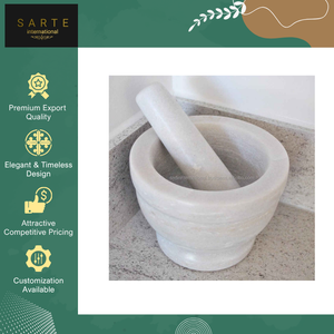 Suministro al por mayor de especias y hierbas ecológicas, juego de mortero y pilón de mármol artesanal de alta calidad, a prueba de fugas y apto para lavavajillas. - Product Image 2
