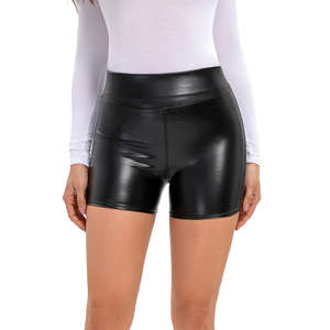 Shorts de Cuero para Mujer, Cintura Alta, Casuales, Transpirables, Ecológicos, a la Moda, Ajustados, Color Sólido, Envío Inmediato, Venta al Por Mayor - Product Image 4