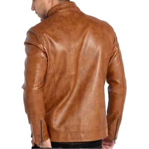 Men's <b>High</b> Quality Lightweight Canvas <b>Leather</b> Jacket for Winter Trendy Stand Collar Fashionable Outdoor <b>Top</b> jacket for men - Product Image 3
