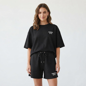 Wholesale Price High Quality Custom Logo Women's <b>Twin</b> <b>Set</b> Two Piece Short Tracksuits Wholesale Price Cotton <b>Twin</b> <b>Sets</b> - Product Image 4