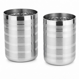 Gobelets en acier inoxydable de qualité alimentaire, incassables, durables, avec design à lignes laser pour restaurant - Product Image 4