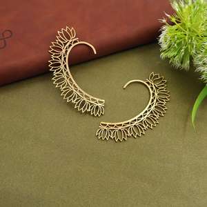 Manchette d'oreille Cœur Floral Or et Argent, Style Bohème, Légère, Non-percée, pour Femme - Product Image 3