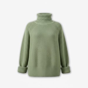 CRAZIGOODS Suéter de punto para adultos, antiarrugas, 100% acrílico, se aceptan pedidos OEM y ODM, cuello alto regular, color liso. - Product Image 4