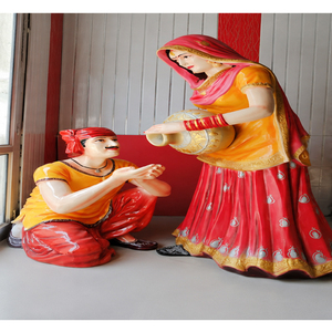 Estatuas con Temática de la Cultura Punjabi para Bodas, Nuevas Estatuas Punjabi de Fibra a Tamaño Real para Decoración de Bodas - Product Image 1