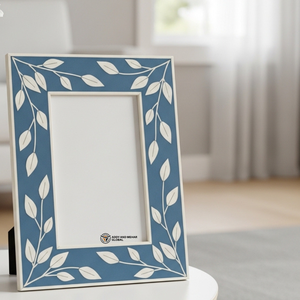 Luxury Blue Bone Inlay <b>Photo</b> <b>Frame</b> Handmade Floral Picture <b>Frame</b> - Product Image 2