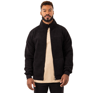 Thick sherpa <b>lining</b> <b>jacket</b> Winter casual wear men Stand collar <b>fleece</b> <b>jacket</b> Loose fit black <b>jacket</b> - Product Image 2