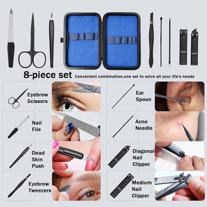 Professional Stainless Steel Manicure and Pedicure Set Custom Logo Top Product 8 Piece Complete Family Grooming Kit - Product Image 3