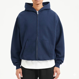 Sudadera con Capucha de Corte Holgado para Hombre, Estilo Urbano, con Cierre, Logotipo Personalizado, Venta al Por Mayor - Product Image 3