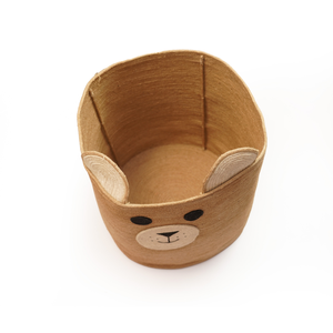 Cesta de Almacenamiento de Juguetes Multifuncional de Yute Natural Tejida a Mano, Ecológica y Moderna, con Diseño de Cara de Oso, Organizador para Cuarto de Bebé - Product Image 3