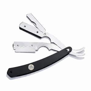 Lame de rasoir vintage en acier inoxydable avec manche en bois pour hommes, accessoires de barbier à lame simple pour l'entretien de la barbe - Product Image 5