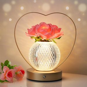 Rechargeable Cordless <b>LED</b> Touch <b>Night</b> <b>Light</b> 3-Colour Infinitely Dimming Rose Flower Lamp Birthday Gift for Women - Product Image 1