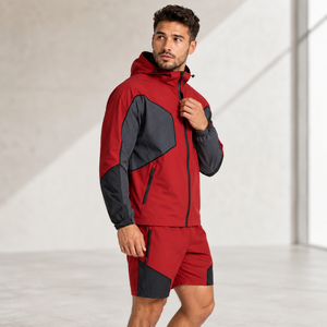 Conjunto de Chaqueta Cortavientos y Pantalones Cortos de Poliéster para Hombre, Marca Privada, Impermeable, Ligero, Ropa Deportiva de Verano, Fabricante OEM - Product Image 2