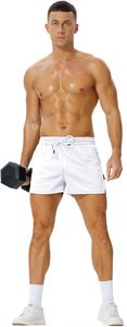 Shorts décontractés pour hommes en Spandex/Polyester, coupe ample, taille élastique avec cordon de serrage, écologiques, séchage rapide, respirants, doux et confortables - Product Image 3