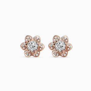 Boucles d'oreilles clous en or blanc 14 carats avec halo floral de diamants de laboratoire de luxe pour mariage, fiançailles et cadeau - Product Image 3