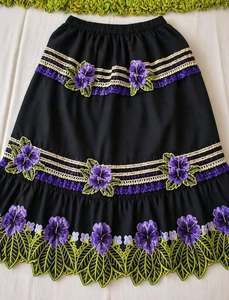 Women Casual Floral Skirts Ruffle Mini Embroidered Pohnpei Skirt High Quality Polynesian Tribal Clothing Flowy One-Shoulder - Product Image 3