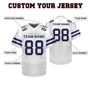 Camiseta de Fútbol Americano al por Mayor, Malla de Poliéster, Bordado Deslumbrante, Logotipo Personalizado OEM, Cuello en V, Ropa Deportiva Resistente - Product Image 2