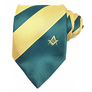 Premium Master Mason <b>Blue</b> Lodge Necktie Green Yellow Square Compass G Masonic Formal <b>Tie</b> Custom Lodge Regalia - Product Image 1