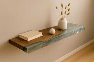 Walnut Epoxy Wood Resin Console Floor Mount Handmade Modern Entryway Hallway Furniture Home Accent TIMELESS <b>CRAFT</b> - Product Image 4