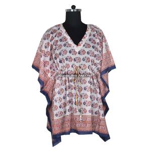 Vestido Kaftán Corto para Mujer Talla Grande, Diseños de Moda 2026, Últimos Modelos Formales, Vestido Anokhi Kaftán Maxi con Estampado Floral, Ropa Informal - Product Image 5