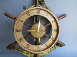 Reloj de Pared con Forma de Timón de Barco de Madera Rústico, Decoración Náutica, Marítima y Costera para el Hogar, Reloj Decorativo Vintage con Forma de Timón de Barco de Madera - Product Image 3