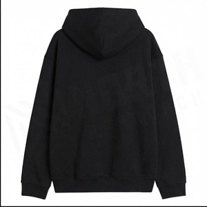 Sweat-shirt à capuche surdimensionné pour homme, noir uni, en molleton de coton, décontracté, avec poche avant, coupe classique, pour l'automne - Product Image 2