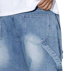 Jeans de Mezclilla para Hombre, Corte Holgado, Estilo Desgastado, Vintage, Lavado a la Piedra, Casual, Streetwear, Moda Premium, Color Sólido, 100% Algodón - Product Image 4