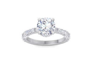 แหวนหมั้นเพชรแบบเพชรวงแหวนเคลือบทรงรีสีขาวทอง18K ทรงวงรีขนาดพอดีกับเพชรได้รับการรับรองมาตรฐาน IGI - Product Image 3