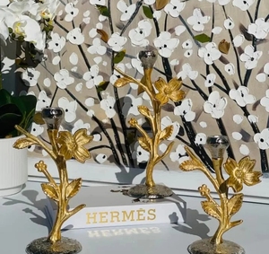 Handicraft Aluminum Metal Casting Luxury Square <b>Serving</b> <b>Tray</b> <b>Gold</b> Plated Leaf Design Handle Table Decoration Fancy CE Certified - Product Image 4