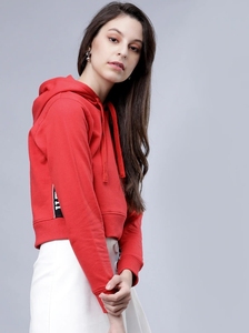 Sudadera con capucha roja para mujer, manga larga, estampado de letras, tejido de algodón, transpirable, ropa de otoño - Product Image 2