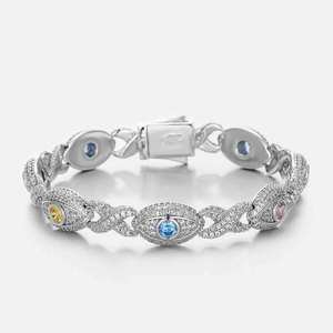 Luxury Evil Eye Charm Bracelet 925 Sterling Silver Gold Plated Moissanite Freshwater Pearl Hiphop Style Unisex Women <b>Men</b> Jewelry - Product Image 5