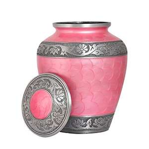 Urne funéraire en métal rose faite à la main - Grande urne décorative pour adulte - Urne commémorative durable pour cendres humaines - Best-seller - Product Image 1