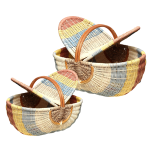 Panier de pique-nique en rotin naturel personnalisable, panier de récolte, rangement alimentaire, solution de service écologique naturelle - Product Image 1