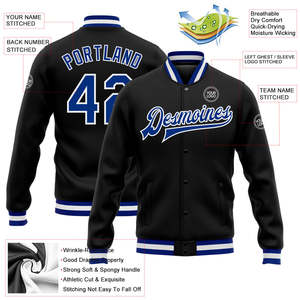 Chaqueta Universitaria Personalizada Negra y Azul para Hombre, Estilo Preppy, con Nombre del Equipo Bordado, Chaquetas Universitarias Personalizadas para Parejas - Product Image 2