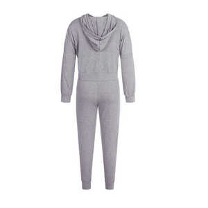 Conjunto Deportivo para Hombre, Color Gris, con Capucha, Manga Larga, Cordón Ajustable, Estilo Casual, Color Sólido, Algodón, Pantalones Deportivos de Invierno, Transpirable, con Forro Polar Lateral - Product Image 6