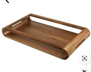 Wild Grain Wooden Serving Tray Rectangle Retro Design Durable With Leather Handles And Metal Corners For Party Dessert Platter - Product Image 4