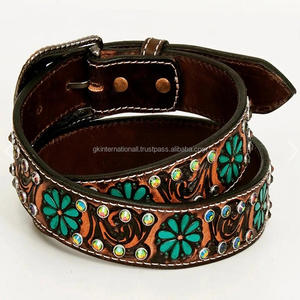 Calidad de exportación, precio al por mayor, cinturón de herramientas de cuero occidental de moda para hombres, cinturón de vaquero de cuero tallado a mano con relieve floral - Product Image 5